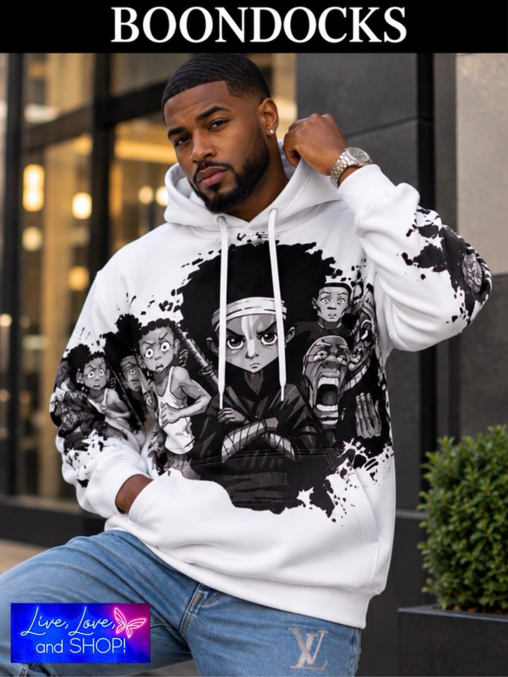 BOONDOCKS 3D Anime Polyester Hoodie. Unisex, NWOT